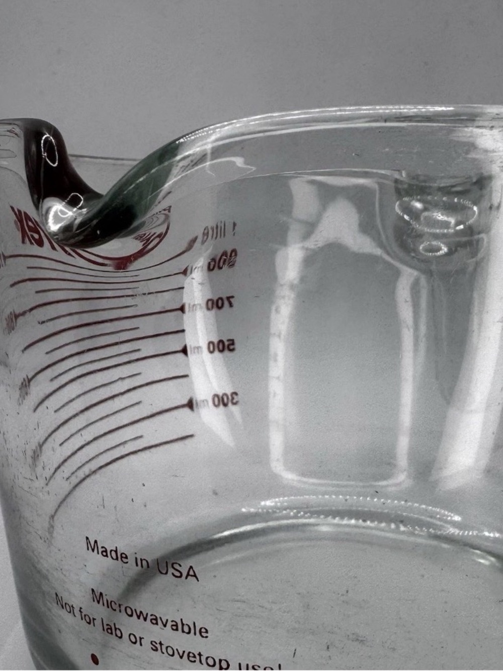 Vintage Pyrex Clear Glass Bowl with Red Measurement Markings - Picture 6 of 6